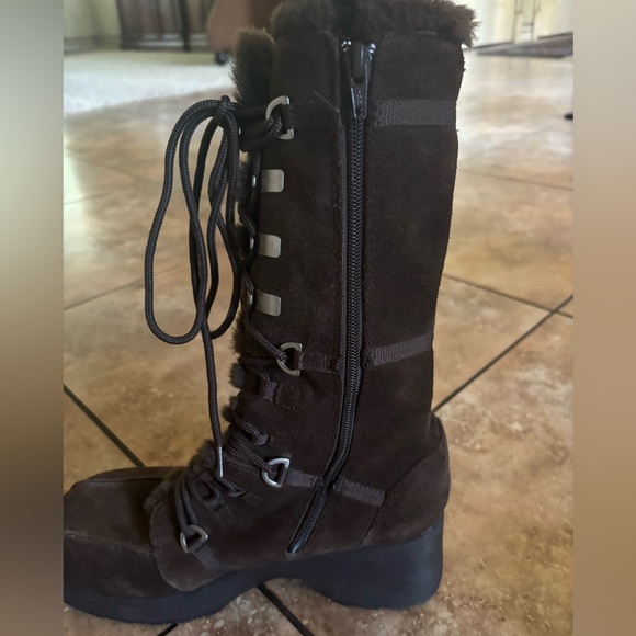 Report Women’s Brown Suede Tall Lace-Up Platform Boots - Picture 5 of 12